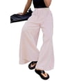 thumbnail image 3 of Women'S Striped Wide Leg Pants Elastic Waist Baggy Palazzo Trousers with Pockets Going Out Outfits Pink XL, 3 of 10