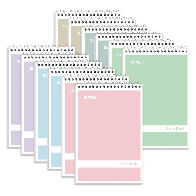 Steno Pads SUNEE, paquete de 12 unidades, 6 x 9 cm, Gregg Rule, 60 hojas