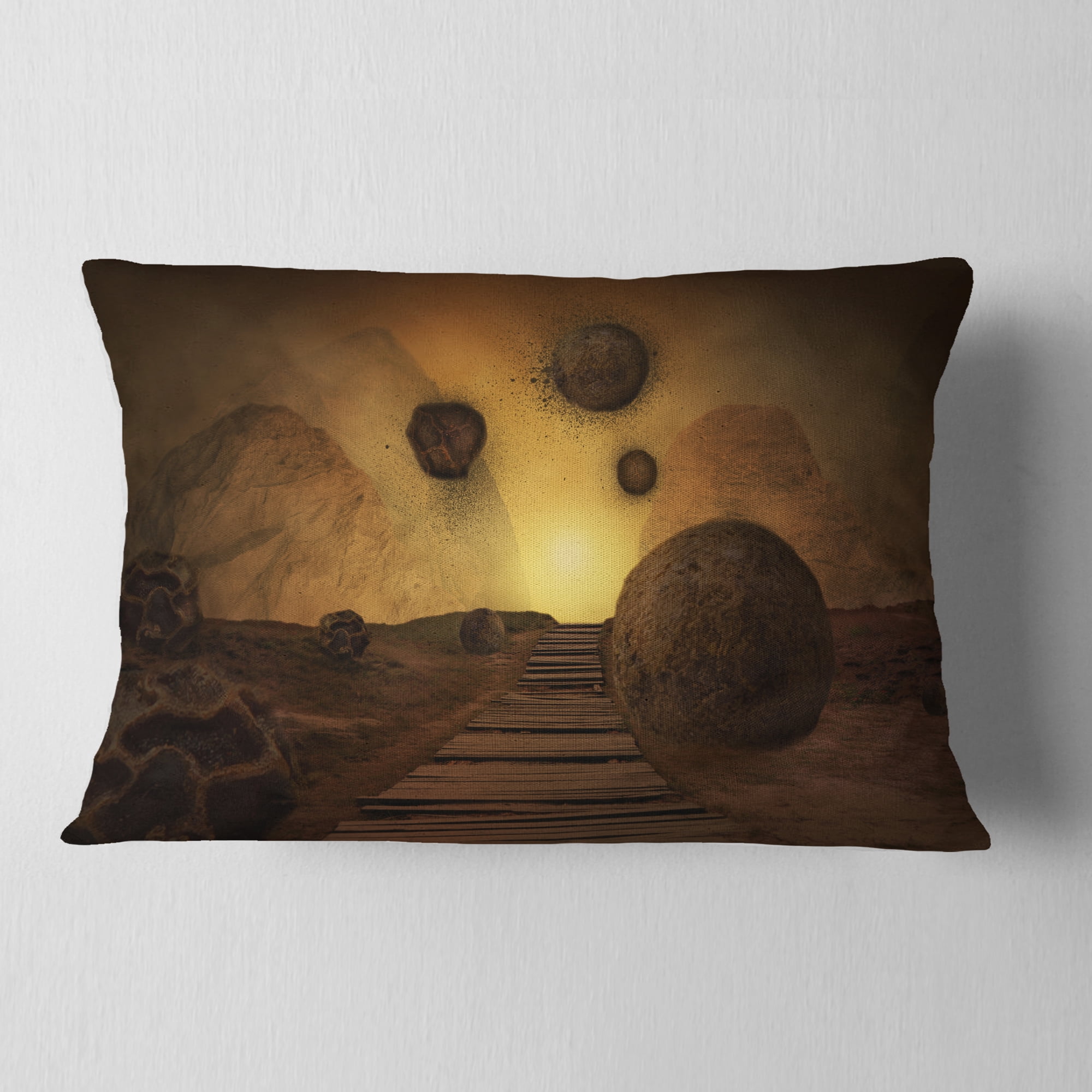 Designart Stones From Space - Abstract Throw Pillow - 12x20