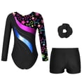 thumbnail image 2 of TiaoBug Kids Girls Gymnastics Leotards with Shorts Ballet Dancewear Unitards A Star Black 6, 2 of 5