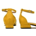 thumbnail image 3 of YDN Women Cute Pearl Chains D'orsay Pumps Ankle Strap Low Block Heels Pointy Toe Shoes Dress Party Wedding Size 11 Yellow, 3 of 4