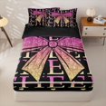 thumbnail image 2 of Homewish Sequin Print Bow Zipper Full Size Comforter Sets with Fitted Sheet and 2 Pillowcases, Dreamy Princess Zipper Bedding Set, Pink Yellow, Black Reversible, 4pcs, 2 of 6