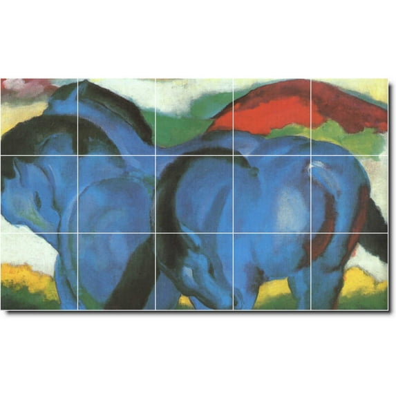 Ceramic Tile Mural-Franz Marc Horses Floor Tile Mural 19. 60" w x 36" h using (15) 12 x 12 ceramic tiles