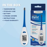 Veridian Digital Thermometer | 2-Second Readout | RATE Rapid Read Technology| Flexible Tip | Hygienic Water-Resistant Easy Cleaning | Storage Case + Instructions Included