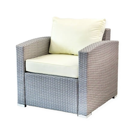 Nsw Outdoor Furniture SK New Interiors Outdoor Patio Lounge Chair w/cushion Garden Furniture Yard Resin Modern Design, Gray ()