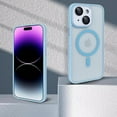 thumbnail image 4 of Compatible with iPhone 15 Plus Magnetic Frosted Case with Camera Lens Film Compatible with MagSafe Wireless Charging Case Men Women Translucent Matte Shockproof Phone Cover,Light Blue, 4 of 14