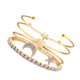 thumbnail image 3 of Juego de 4 pulseras de cristal con forma de estrella y luna, multicapa, con apertura en forma de corazón (doradas), 3 of 7