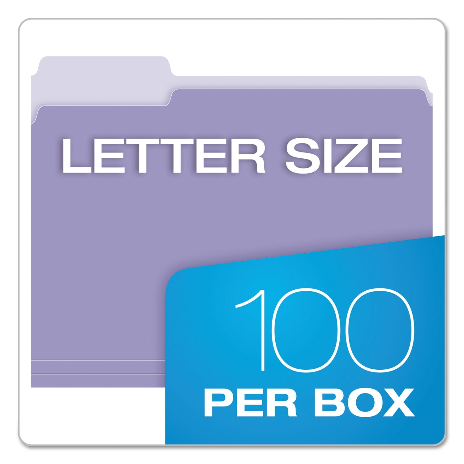 Pendaflex Two-Tone File Folder, Letter Size, 1/3 Cut Tabs, Lavender, Pack of 100