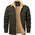 thumbnail image 3 of TACVASEN Chaquetas de algodón para hombre, forro polar de invierno, abrigo tipo cargo cálido informal, chaqueta de trabajo con múltiples bolsillos, 3 of 4