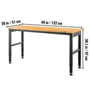 VEVOR Adjustable Height Workbench 48L x 20W Work Bench Table w/ Power Outlets