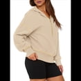 thumbnail image 2 of Sudadera con Capucha de Otoño para Mujer, Sudadera Corta de Larga con Media Cremallera, Jersey de Invierno, Ropa de Moda Albaricoque L, 2 of 10