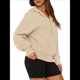 thumbnail image 2 of Sudadera con Capucha de Otoño para Mujer, Sudadera Corta de Larga con Media Cremallera, Jersey de Invierno, Ropa de Moda Albaricoque XL, 2 of 10