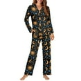 thumbnail image 4 of DISNIMO Moon Star Print Women's 2 Piece Pajama Sets Long Sleeve Sleepwear with Matching Pajama Pants Button Down Loungewear Casual Loose Nightwear with Pockets, M, 4 of 7
