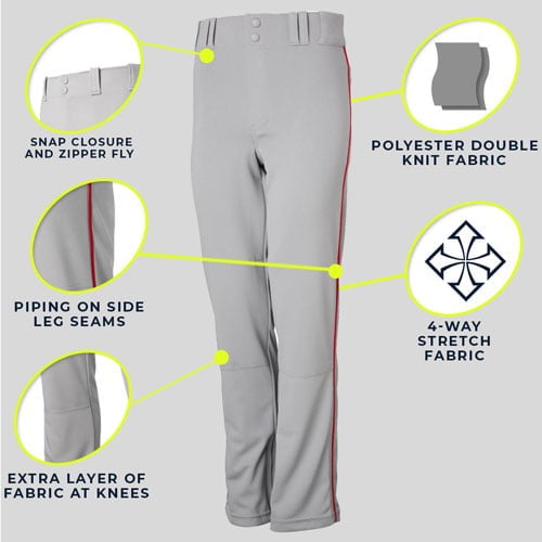 Wire2wire Youth Tournament Open Bottom Piped Baseball Pant