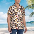 thumbnail image 3 of Bingfone Men's Short Sleeve Button Down Shirts Hawaiian lips record rock Skull Printed Beach Shirt, 3 of 7