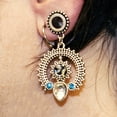 thumbnail image 3 of Ear Plugs Antique look Dangle with Cubic Zirconia and Synthetic Opal, 3 of 7