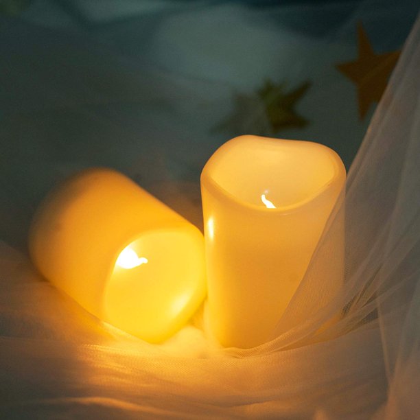 Waterproof Flameless LED Candle with Timer Outdoor Flickering Battery Operated Timing Pillar