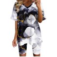 thumbnail image 1 of Blusas para Mujeres Casual V-Cuello Impresión de Manga Corta Blusa Y Pantalones Cortos Conjunto, Traje Casual para la Primavera, 1 of 4