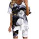 thumbnail image 1 of Blusas para Mujeres Casual V-Cuello Impresión de Manga Corta Blusa Y Pantalones Cortos Conjunto, Traje Casual para la Primavera, 1 of 4