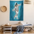 thumbnail image 2 of Astronaut Tapestry, Cartoon Style Retro Comic Style Professional Man in Costume, Wall Hanging for Bedroom Living Room Dorm Decor, 60W X 80L Inches, Pale Petrol Blue and Multicolor, by Ambesonne, 2 of 5