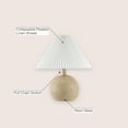 thumbnail image 4 of JONATHAN Y Aksel 17.25" Coastal Scandinavian Resin/Iron Sphere LED Table Lamp with Pleated Shade and Pull Chain, Beige Wood Finish/White, JYL1145B, 4 of 7