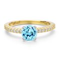 thumbnail image 3 of Gem Stone King 14K Two Tone Gold Blue Apatite and Lab Grown Diamond Engagement Ring for Women | 0.98 Cttw | Round 6MM | Gemstone Birthstone | Size 8, 3 of 6