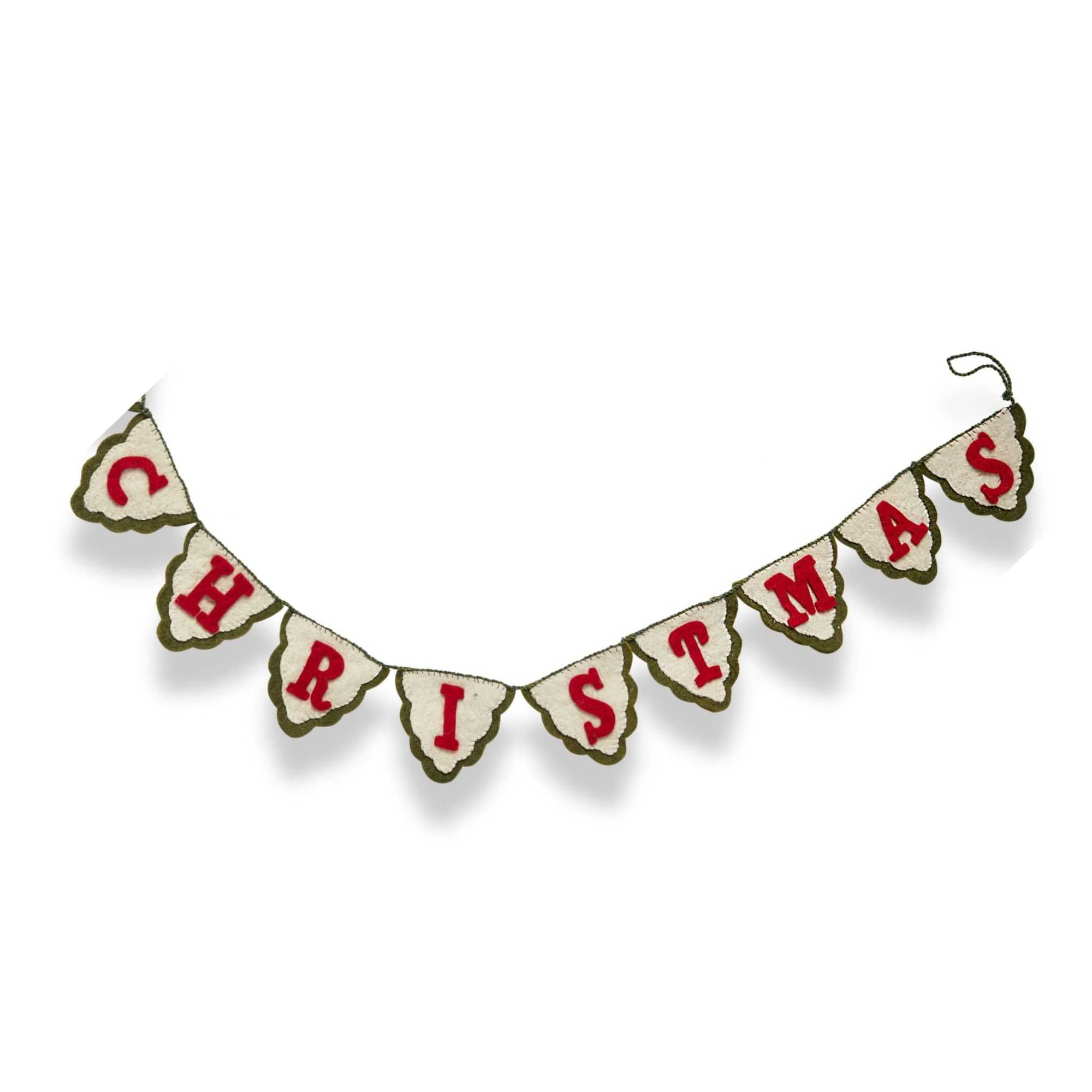 Tag 5.00In Merry Christmas Applique Banner, Wool, Felt Handmade Garland G18911