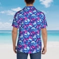 thumbnail image 4 of Pofeuu blue Skull purple flower Print Hawaiian Shirt for Men Sleeves Casual Button Down Summer Beach Dress Shirts T-Shirts,X-Large, 4 of 7