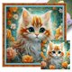 thumbnail image 1 of (18CTAFF-1025__C__35X35) Hilo algodón ecológico bordado 18CT 2 hebras impresión 35*35cm kit serie punto cruz flores y gatos, 1 of 9