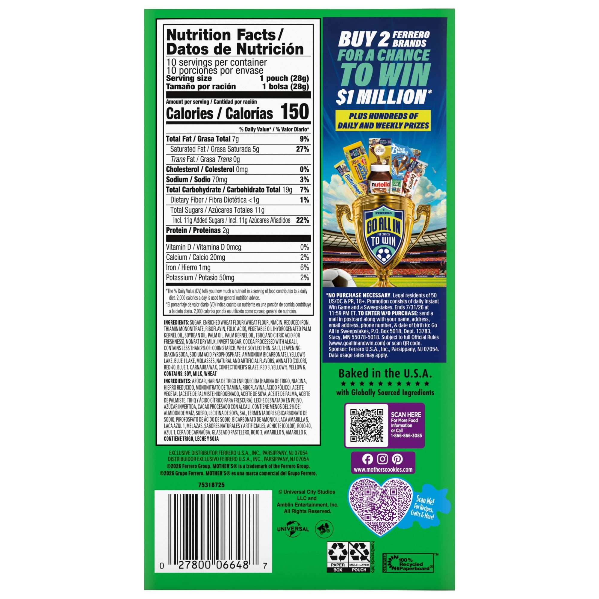 Mother's Chocolatey Dynamite Dinosaurs Cookies, Inspired by Jurassic World, Individually Wrapped Treats, 10-Pack Box, 10 oz