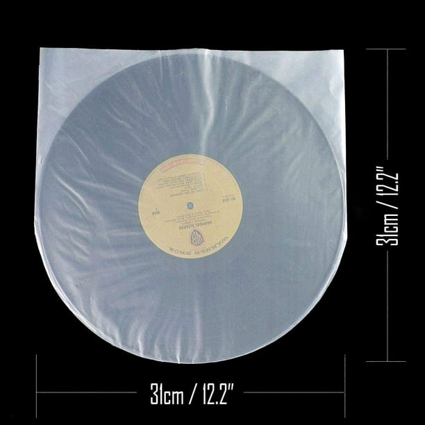 ISKYBOB 100 pièces à fond rond 12 pouces pochettes de rangement pour  disques vinyle en plastique transparent intérieur couvertures d'album LP  Protecter 