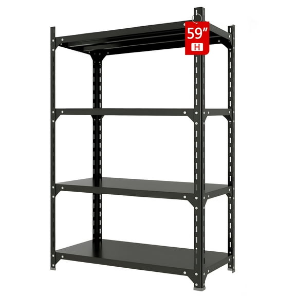 GARITIN 59''H Metal Garage Shelves, Heavy Duty 4-Tier Adjustable Storage Shelving Unit for Garage, Utility Rack Shelf for Warehouses, Home, Black