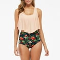 thumbnail image 5 of up to 60% off Gifts Usmixi Sexy Swimsuits for Women 2 Pieces High Waist Tummy Control Modest Bathing Suits Sleeveless Crewneck Floral Print Swimwears Tankini Sets Beige XXXL, 5 of 7