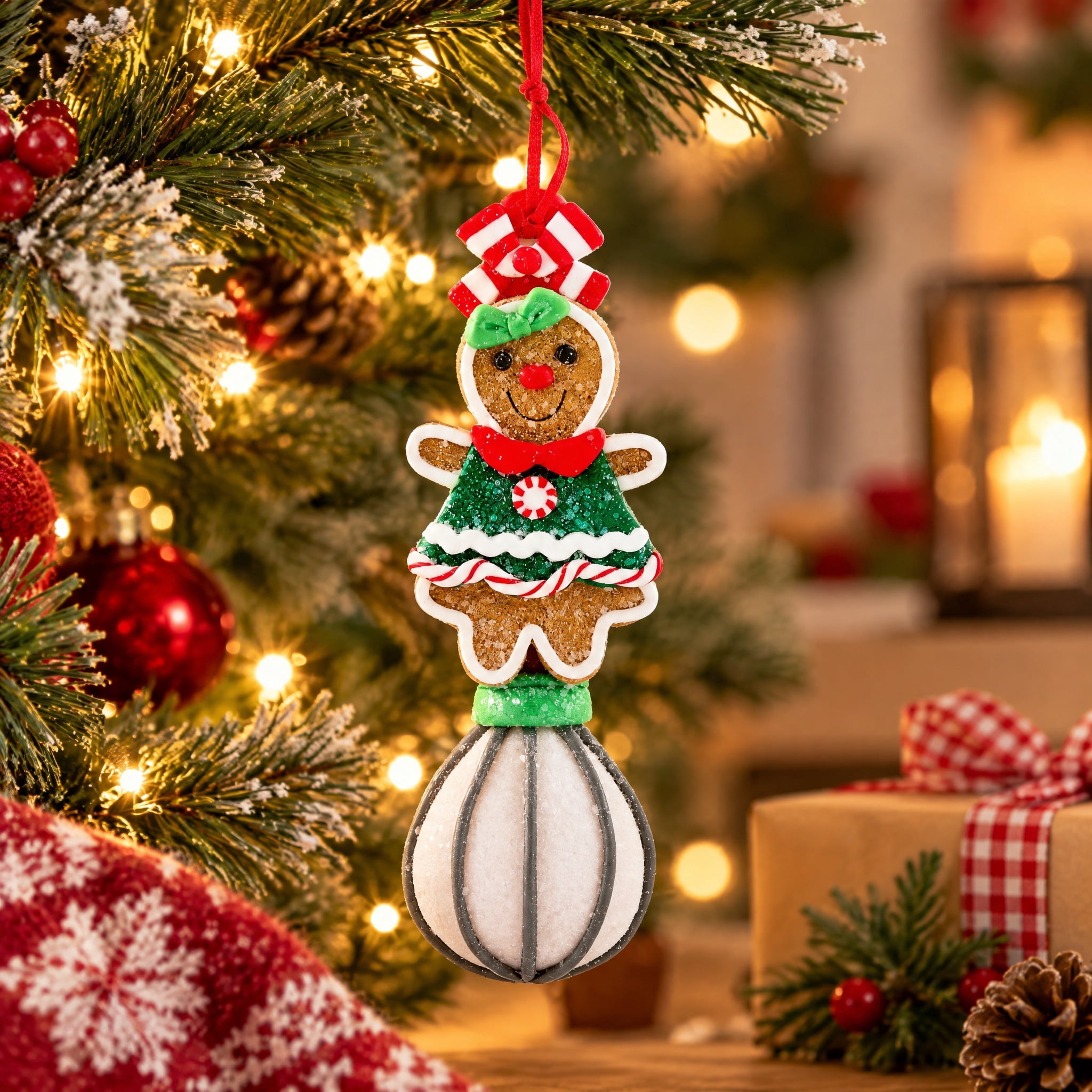 Multicolor Clay Dough Gingerbread Whisk Christmas Ornament, 5.5", by Holiday Time