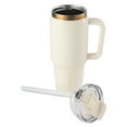 thumbnail image 5 of Thyme & Table 32 fl oz Stainless Steel Luna Tumbler with Handle and Dual Straw Lid, Cream, 5 of 10