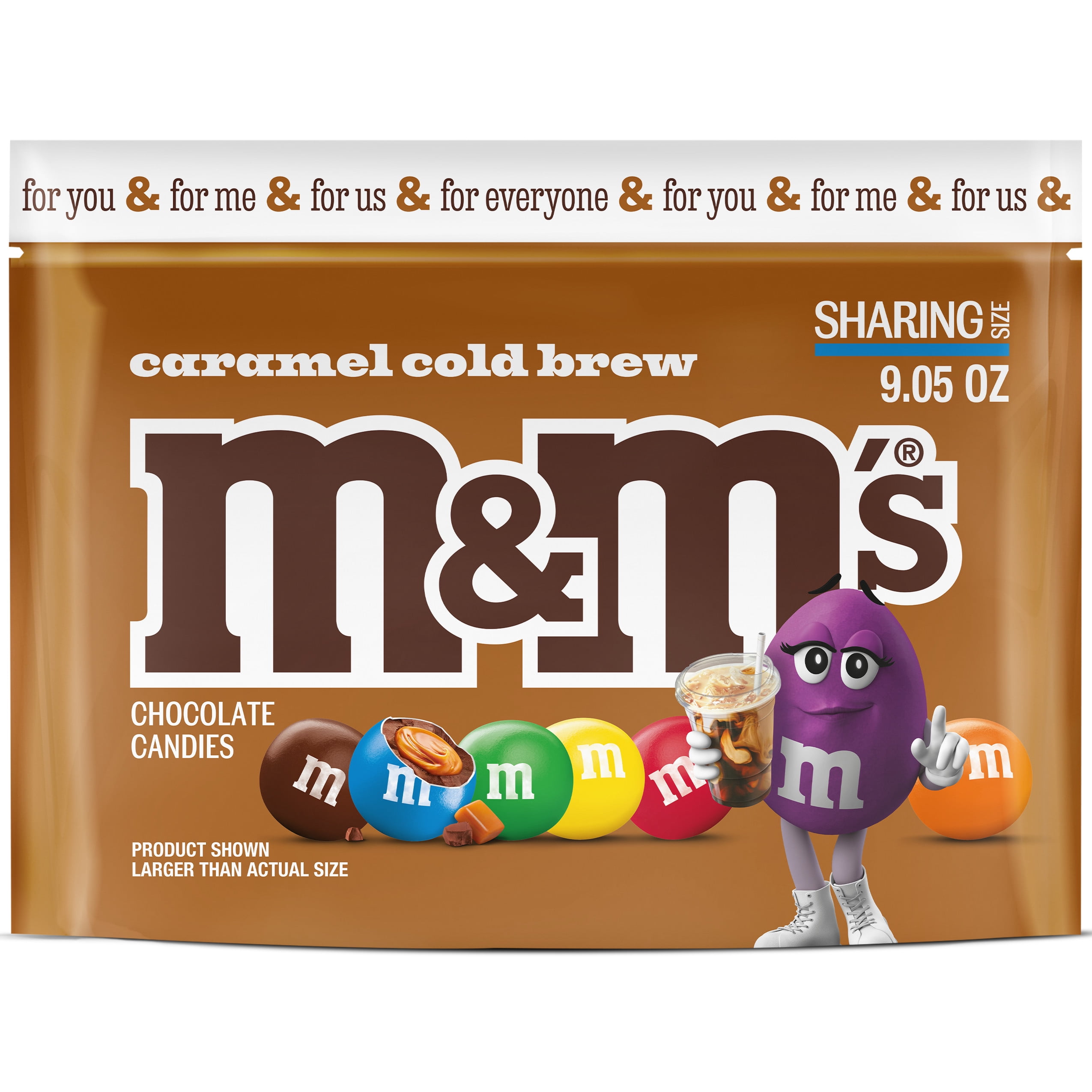 4 pack) M&M'S Caramel Cold Brew Chocolate Candy, Sharing Size