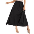 thumbnail image 1 of QAFOPEH Women High Waist Tie Front Pleated Pocket Flowy Hem Solid Color Midi Skirt, 1 of 7