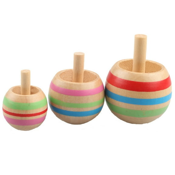 Ludlz Gyroscope, 3 Pcs/Set Handmade Painted Wood Spinning Tops, Wooden Toys Educational Toys Kindergarten Toys