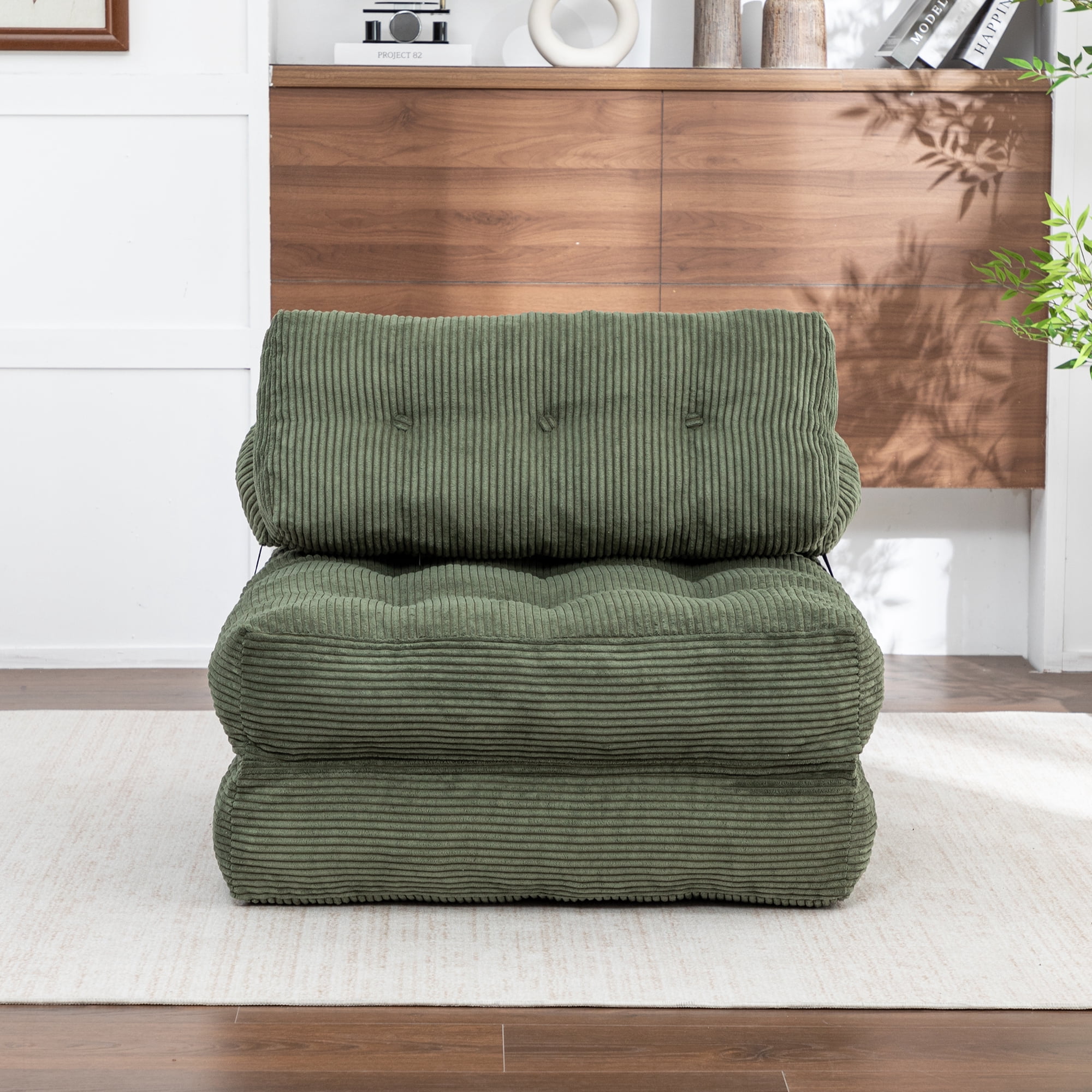Leumius Folding Sofa Bed,68.5 inch Convertible Sleeper Sofa Chair with Pillow,Foldable Mattress Futon with Back Support,Soft Sleeper Chair Bed Floor Sofa for Living Room Bedroom,Green