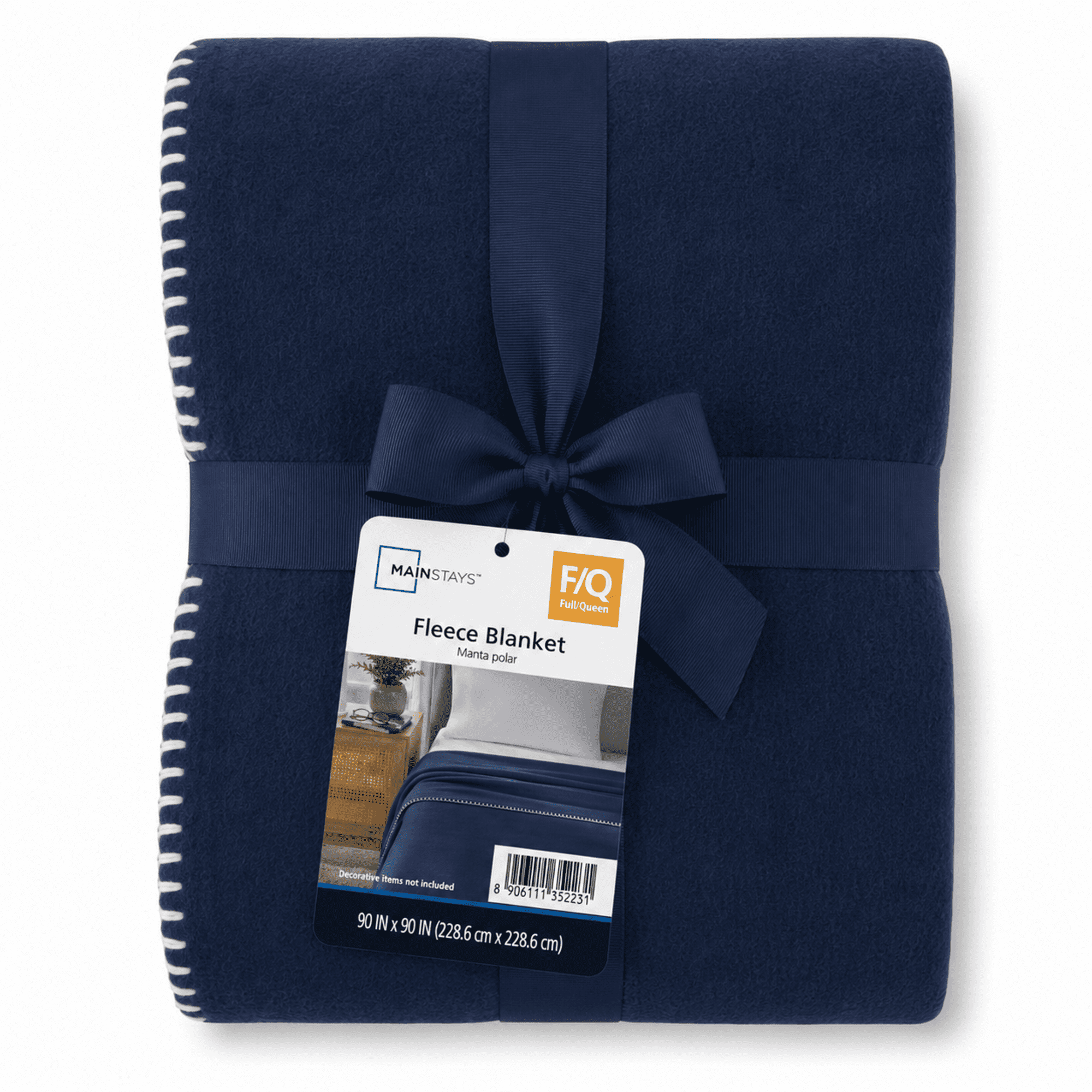 Mainstays Super Soft Fleece Bed Blanket, Washed Indigo, Full/Queen Size