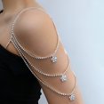 thumbnail image 5 of 1pcs Sexy Flower Rhinestone Crystal Shoulder Chain Shoulder Strap Bra Underwear Strap Body Chains SILVER, 5 of 8