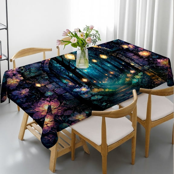 RKSupls Fairy Lantern Woodland Dream Rectangle Tablecloth, Holiday-Themed Design - Holiday Party Tablecloth Rectangle Tablecloth, Ideal for Kitchen Picnic Party
