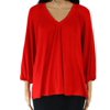 Bobeau Women's Blouse Real Large Knit V-Neck Cinched-Sleeves $25 Red L