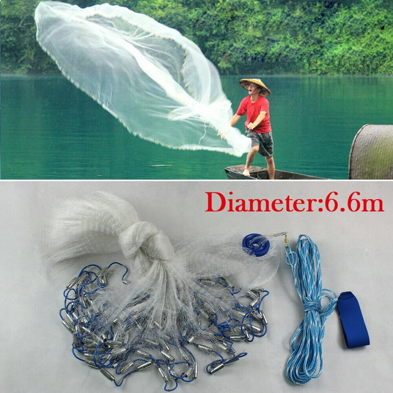 Miumaeov Hand Cast Fishing Net Network Bait Large Mesh Equip with Sinker Saltwater Bait Trap Fish Heavy Duty Does Not Wind Net Large Tension Strong