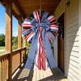 thumbnail image 3 of Cififendec 4th of July Wreath Bowknot, 26.37"×10.23", Patriotic Stars and Stripes Red White Blue Ribbon Bow, Independence Day Hanging Ornament for Front Door, Porch, 3 of 5