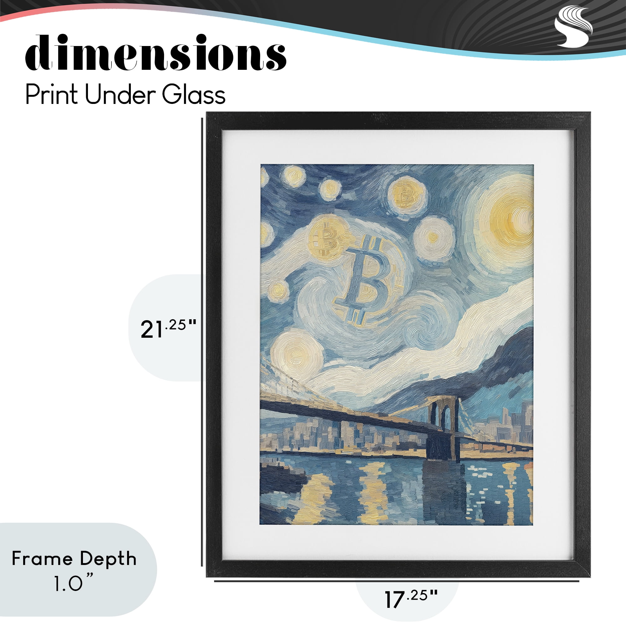 Stupell Industries Crypto Lunar Glow Black Framed Print Under Glass, design by Svetlana Aleynikova