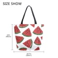 thumbnail image 5 of Open Top Canvas Tote Bag with Zipper Reusable Shopping Bag 13.5x15" Roomy Carryall Watermelon Slice Pattern, 5 of 9