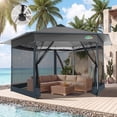 thumbnail image 3 of COBIZI 16' x 16' Pop-Up Gazebo Canopy Tent with Netting, Adjustable Height Outdoor Patio Shelter with Vented Top, 256 Sq. Ft. Shade for Backyard, Garden, Party, Gray, 3 of 9
