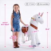 PonyCycle Ride-On Unicorn Toy with Sound and Hand Brake, Kid-Powered, Ages 4–7, White, U404