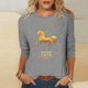 thumbnail image 1 of TaTaai Ladies 2026 New Year Graphic Print 3/4 Sleeve Blouse Round Neck Casual Top Holiday Celebration Festive Party Attire Gift, 1 of 5